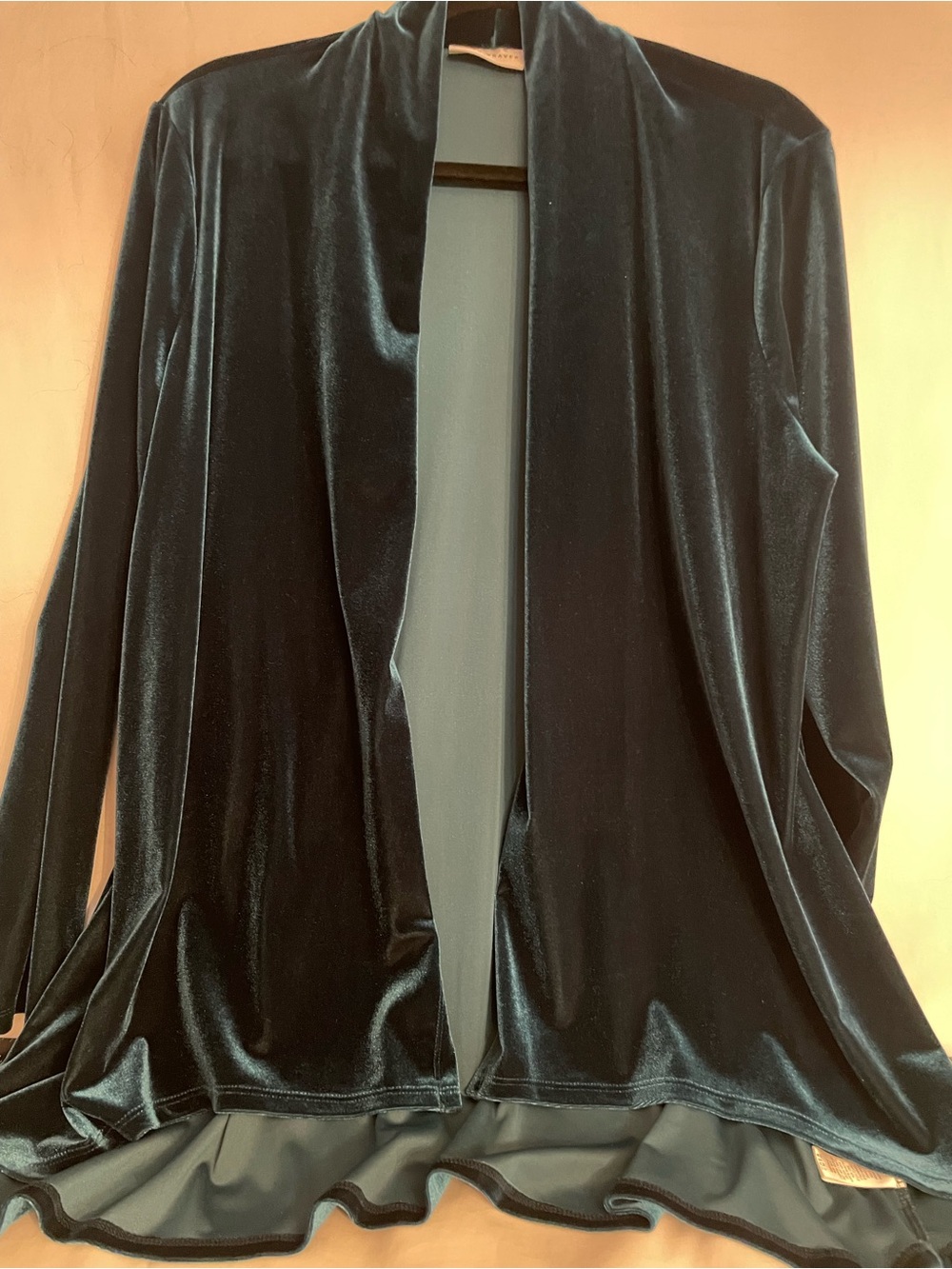 Susan Graver Velvet Open-Front Blazer in Deep Teal